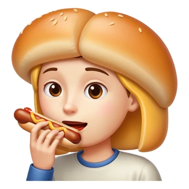 eating hotdog poking cheek sticker