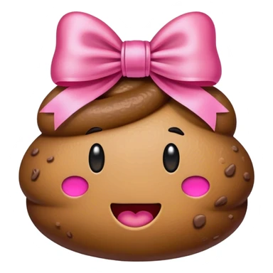 Poop emoji with pink bow on top sticker
