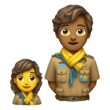Un scout avec les cheveux marron et un foulard jaune et bleu  sticker