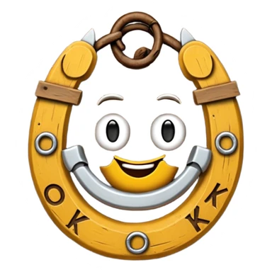 Emoji wooden sign with horseshoe with the inscription OK sticker