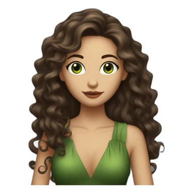 Skinny brunette with green eyes, long hair and styling curls with a glass of wine in her hand sticker