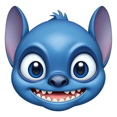 blue alien Stitch face from Lilo and Stitch with big eyes and sharp teeth sticker