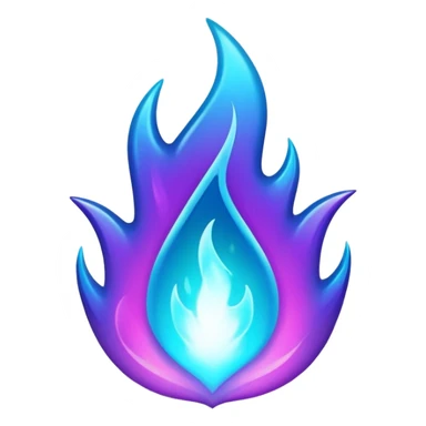 Magic glowing neon-Cyan-purple-gradient iridescent exotic magical glossy glassy burning blue-purple-flames fire will-o’wisp sticker