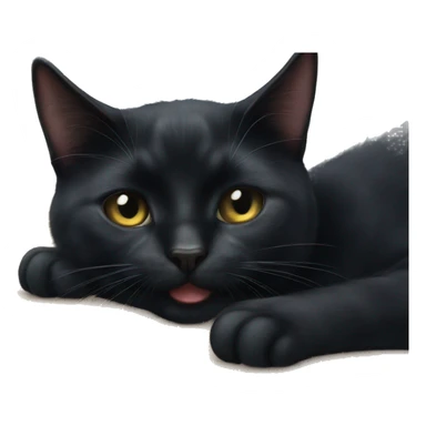 black cat licking an ice cube sticker