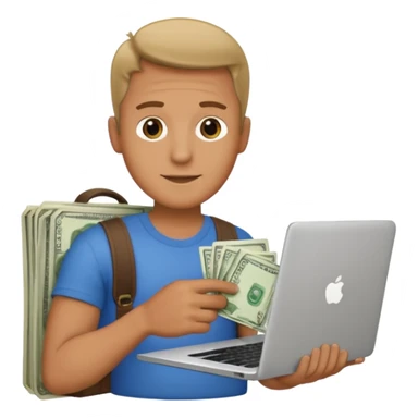 men with laptop and money sticker