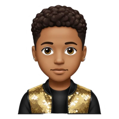 Lil Fizz from B2K with dark brown hair, black sequin outfit sticker