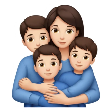 Brunette mom hugging 3 sons  sticker