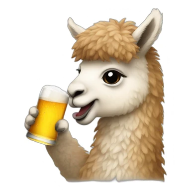 An alpaca drinking beer  sticker