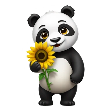 Panda with sunflower in its hand sticker