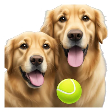 two golden retrievers with tennis ball in their mouths sticker