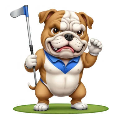 Bulldog golfing  sticker