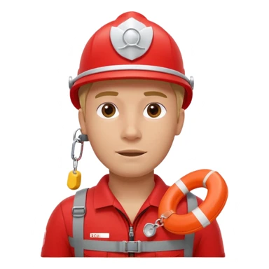 lifeguard portrait, head and shoulders only, wearing red lifeguard uniform, rescue whistle and buoy strap visible, confident alert expression, beach safety vibe, 3D cartoon, mobile game icon style, clean background, no text, no watermark
 sticker