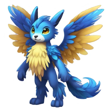 Anthro Sona Cool Edgy Cute Colorful Shy Winged Shiny Fakemon-Fantasy-Creature With Long Hair-Mane Full Body sticker
