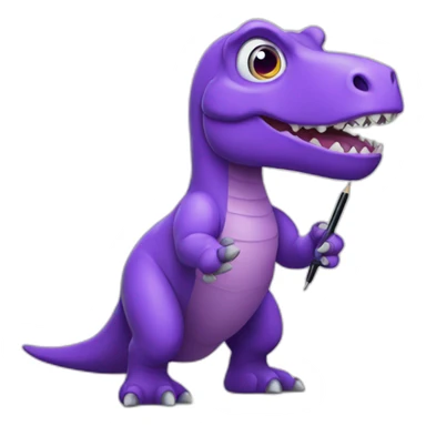 purple dinosaur with a stylus in his hands sticker