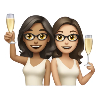 two caucasian brunette girls champagne sticker