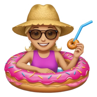 a person riding a donut float sticker