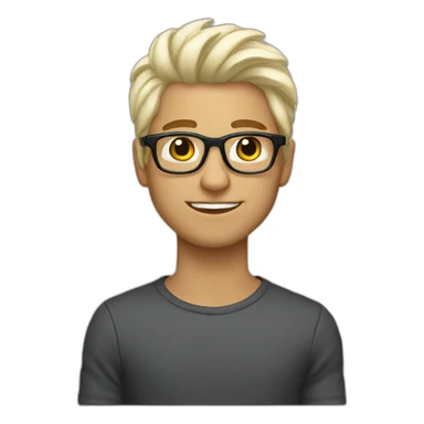 young guy with platinum blonde hair and tortoiseshell glasses sticker