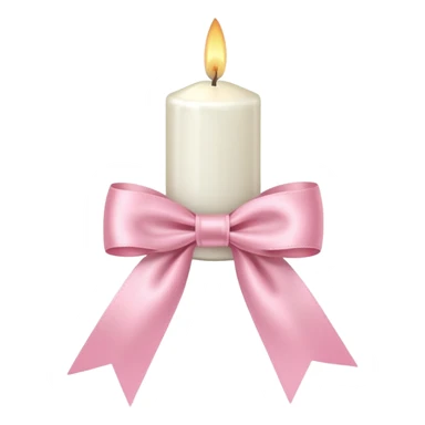 white candle with pink pastel ribbon sticker