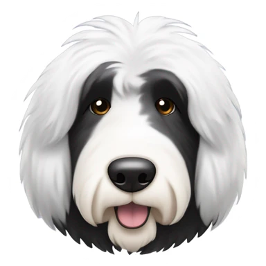 Old English sheepdog with a half and half face like a black and white cookie sticker