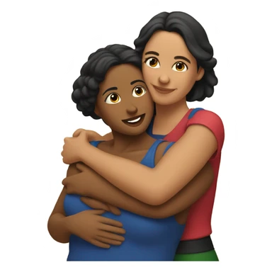 puerto rican woman giving an Italian woman a hug sticker