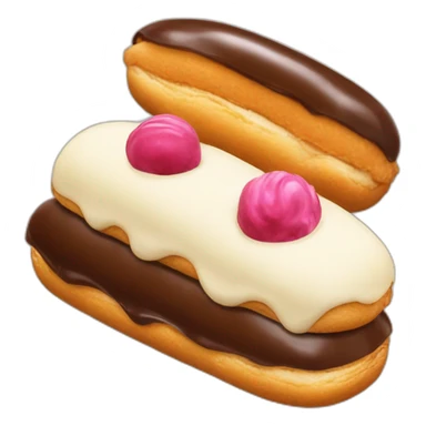 one eclair with two profiteroles either side sticker