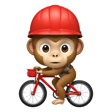 monkey with red bicycle helmet sticker