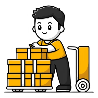 shipping clerk organizing transport and logistics sticker