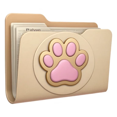 a pastel folder of documents with a pawprint on it sticker