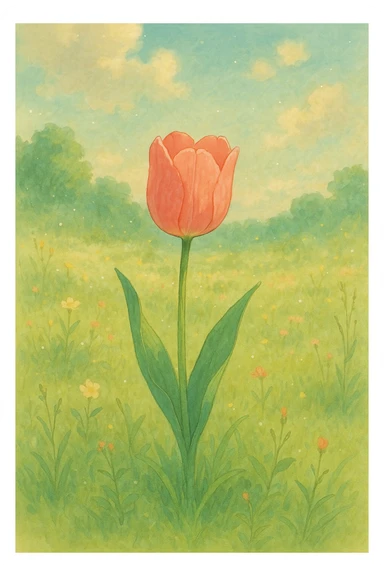 a tulip flower, natural colors, soft, fairy-like atmosphere,  sticker