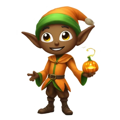 pumkin elf male casting a spell sticker