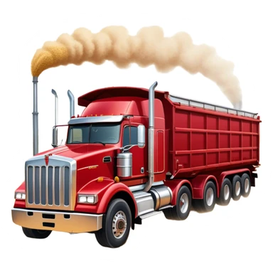 Kenworth T909 (2022) – Cinematic-realistic Kenworth T909 grain truck, its deep red cab gleaming under the scorching Australian sun. The massive trailer is filled to the brim with golden wheat, rolling down dusty farm roads, leaving a faint trail of chaff in its wake. sticker