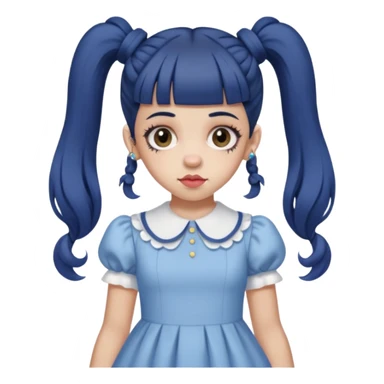 Melanie Martinez with split her ponytails with the k-12 dress sticker