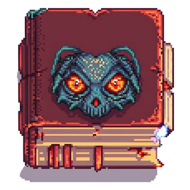 red cursed book with glowing eyes sticker
