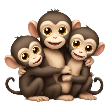 three baby monkeys hugging  sticker