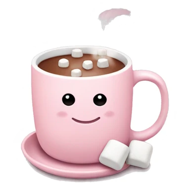 Light Pink mug of hot chocolate with marshmallows  sticker
