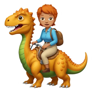 ginger grandma riding a dinosaur sticker