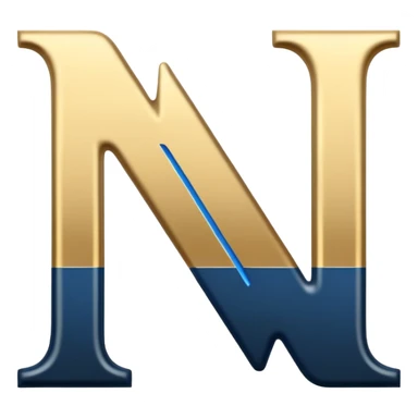 Bold Black-Blue-White-Gold Font Letter “N” sticker