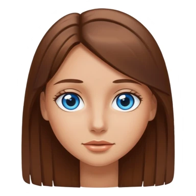 Brown gair girl. Blue eyes. Straight hair. Tanned skun sticker