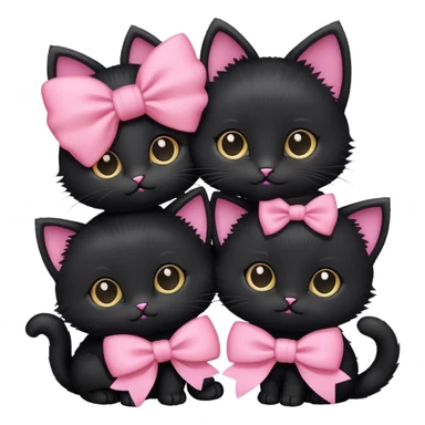 Two black kittens. One is wearing a black bow and one with a pink bow. sticker
