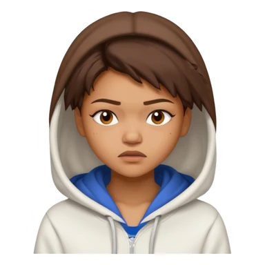 Zendaya in a white hoodie with an unimpressed face expression  sticker