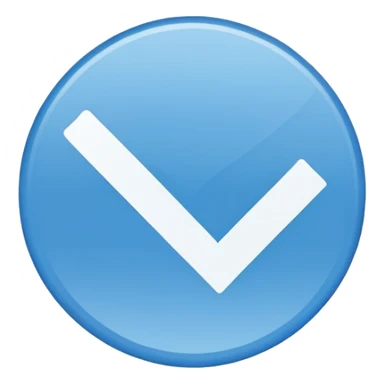 i need a blue flat 2d circle shape with smooth edges with a symbol of white good on it  sticker