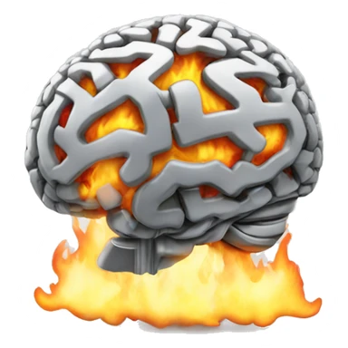 mechanical brain on fire sticker