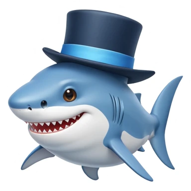 cute shark with a top hat sticker