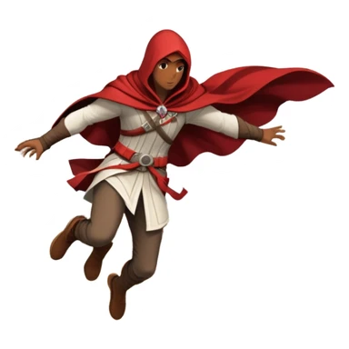 An icon featuring a hero performing a leap of faith from a tower in Florence, inspired by adventure games like Assassin's Creed. The design captures the dramatic moment mid-air, with detailed architecture and a bustling city below. Transparent background sticker