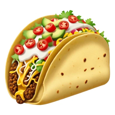 Street food taco with toppings in emoji style sticker
