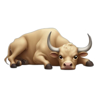 bull suffering, lying down, sad sticker
