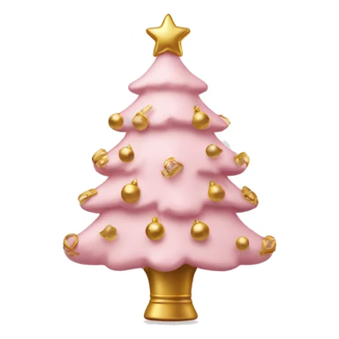 A light pink chrismas tree with gold ornaments  sticker