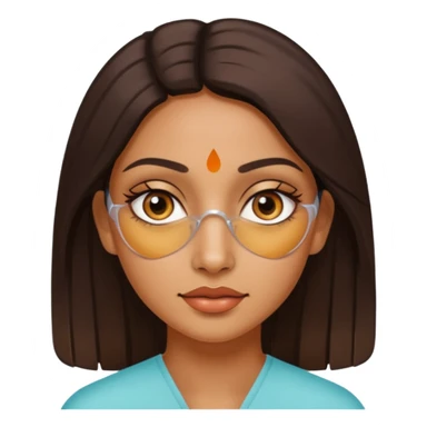 make an emoticon of a woman that has gel-like under eye patches of skincare of transparent color and make the woman slighlty indian, please remove the earrings anf the bindi  sticker