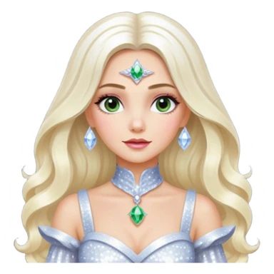 The Good Witch from Oz with long white blonde hair, white sequin outfit sticker