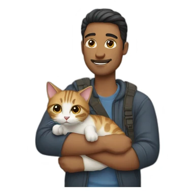 man with cat in hand sticker